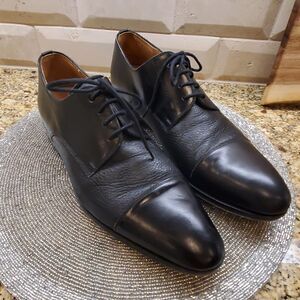 MAGNANNI Black Leather Cap-Toe Shoes - Size 10